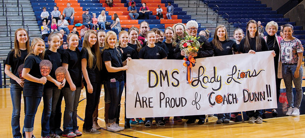 Coach Lin Dunn was honored during a basketball doubleheader.