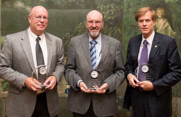 UT Health Science Center College of Medicine Award Winners from left, Jim Dale (HSC ’77), Robert Herndon (HSC ’57) and Mark Evers (HSC ’83).