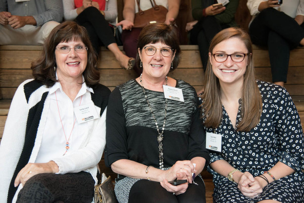Hosting its first “Dinner with Strangers” event, UTHSC connected students and alumni like, from left, Emily Laird (UTHSC ’97), Donna Reed (HSC ’75) and Sara Neil (UTHSC ’17), for an evening of conversation and networking at the Northwest Passage of the Memphis Zoo.