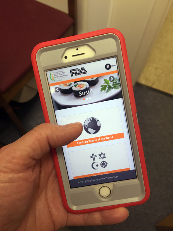 FDA app screen on a smart phone