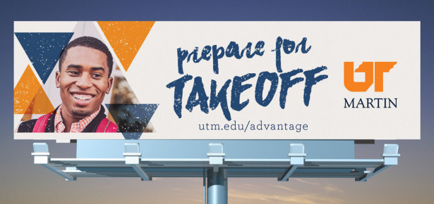 UTM billboard with "Prepare for Takeoff" tagline