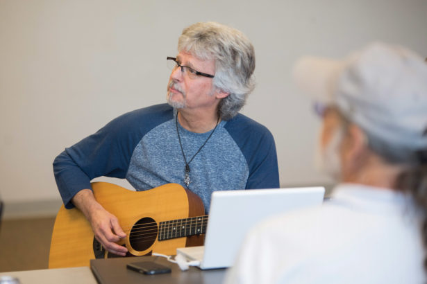 Nashville-based songwriter Steve Dean plays a song written for Korean War veteran Leo Whaley during Operation Song session.