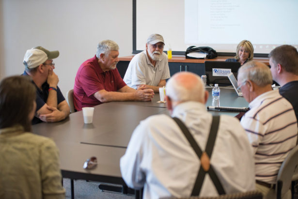 Don Goodman, a Grammy Award-nominated songwriter, leads an Operation Song session with veterans and family members of veterans in Chattanooga. Goodman and fellow songwriters meet with veterans to learn their stories and then write songs about their experiences.