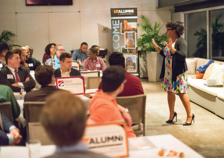 Ashley Cash (Knoxville ’07), a Dallas-based career consultant, explains how alumni can leverage their degrees and network during a Nashville event.