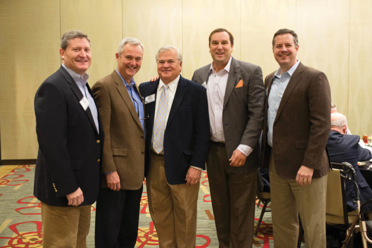 Members of the Alumni Legislative Council met in Nashville to prepare for the 2017 legislative session. From left, Ford Little (Knoxville ’86), Tommy Hunt (CVM ’82), Jim Duke Jr. (Knoxville ’73), Worrick Robinson (Knoxville ’87) and Alan Ledger (Knoxville ’87).