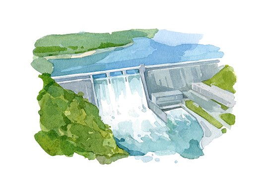 illustration of a dam