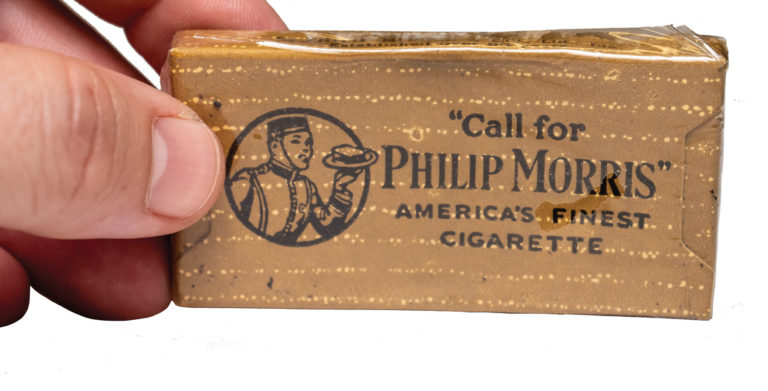 antique paper Philip Morris cigarette packaging