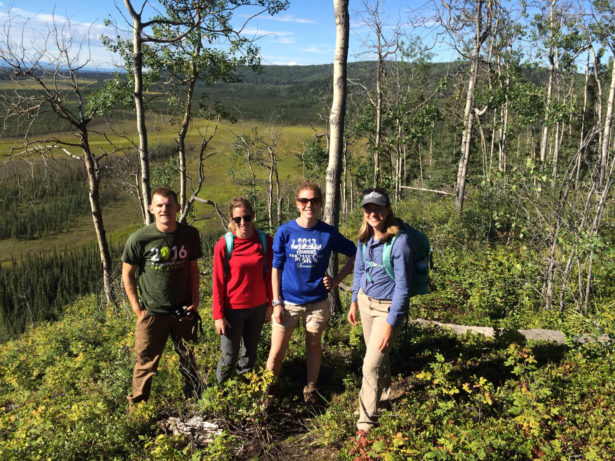 Elizabth Herndon and Lauren Kinsman-Costello pictured in Alaska with two Kent State geology students conducting research