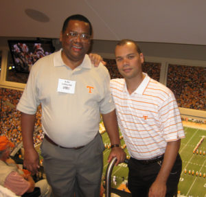 Mike and Karl Littlejohn in a Neyland Stadium sky box